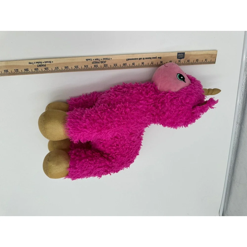 Build-A-Bear Llamacorn Plush‎ Toy Shaggy Pink Gold 10 inch